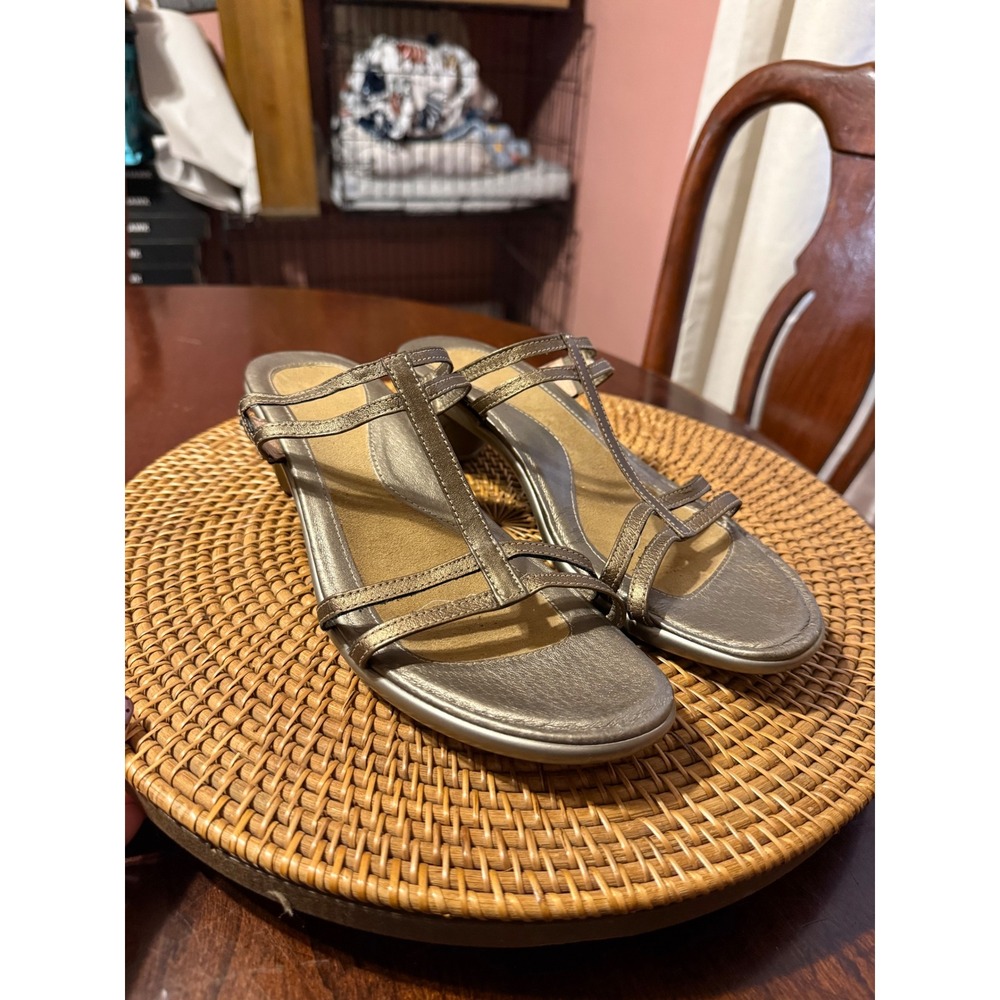 Naot Womens Metallic Bronze Leather Strappy Low Block Heel Sandals Size 42